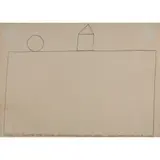 Bob Law, Wooden Box Sculpture with Obelisk, Drawing for Sculpture, 1963, pencil on paper