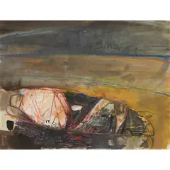Barbara Rae, SHORE AT RAHOY, watercolour and pastel