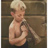 Gerard M. Burns, BOY WITH BUGLE, Oil on canvas