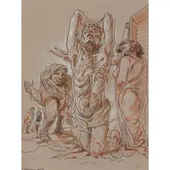 REDEMPTION, 2012 by Peter Howson, mixed media on paper, sold Apr 2021
