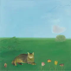 Elizabeth Blackadder, CAT IN A GARDEN, 1976, oil on canvas