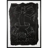 Keith Haring, UNTITLED - WOLF (SUBWAY DRAWING, 1983), Chalk on black paper
