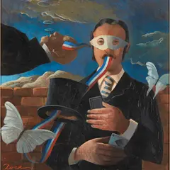 Frank Docherty, THE ILLUSIONIST, oil on board