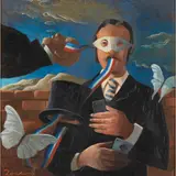 Frank Docherty, THE ILLUSIONIST, oil on board