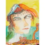 John Bellany, WOMAN OF THE NORTH SEA, pencil and watercolour