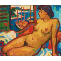 Joan Gillespie, NUDE BY A WINDOW, oil on board