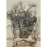 Leon Morrocco, DRIED LEAVES, 1971, crayon and wash