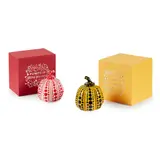 PUMPKINS (YELLOW/BLACK AND RED/WHITE) by Yayoi Kusama, The set of two cast resin multiples, 2016, each stamped with the artist's name on the underside, in original boxes, sold Apr 2021