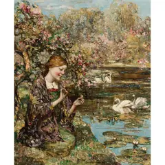 Edward Atkinson Hornel, SWAN LAKE, oil on canvas
