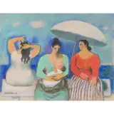 Alberto Morrocco, THREE WOMEN BY THE SEA
