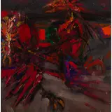 Robin Philipson, DEFENDERS OF THE REALM ALTARPIECE - PREDELLA PANEL 4, Oil on board