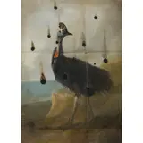 Derrick Guild, BURNT CASSOWARY - STUDY NO.2, Mixed media on paper