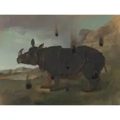 Derrick Guild, BURNT RHINO AFTER OUDRY, acrylic on canvas