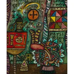 TOPICAL HARBON by Alan Davie, oil on board, sold Feb 2021