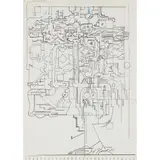 Eduardo Paolozzi, DRAWING WITH BLUE ELEMENTS, Pencil and coloured pencil