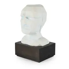 Eduardo Paolozzi, HEAD, Plaster with blue watercolour wash and bespoke wooden plinth