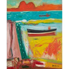 BOATS ON THE FORTH by John Bellany, oil on canvas, sold Jan 2021
