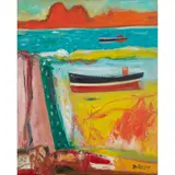 John Bellany, BOATS ON THE FORTH, oil on canvas