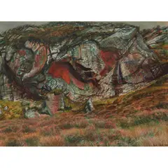 ROCKFALL by Derek Clarke, 1978, watercolour, sold Jan 2021