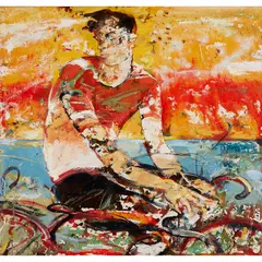 Peter McLaren, FIGURE IN A HOT LANDSCAPE, oil on board