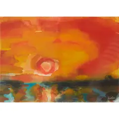 John Houston, BASS ROCK, AUTUMN EVENING -1996, watercolour