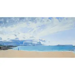 Charles Simpson, BEACH FIGURE AND SEAGULL, oil on board