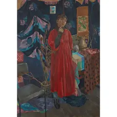 Catherine Lee, STUDIO WITH ORIENTAL SCROLL, oil on canvas