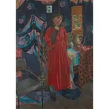 Catherine Lee, STUDIO WITH ORIENTAL SCROLL, oil on canvas
