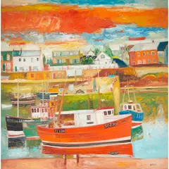 John Bellany, PORT SETON HARBOUR, oil on canvas