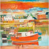 John Bellany, PORT SETON HARBOUR, oil on canvas