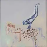 LEAPING ON A HORSE by David Michie, oil on canvasboard, sold Jan 2021