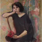 Kathryn Kynoch, YOUNG WOMAN WITH A FLOWER, oil on canvas