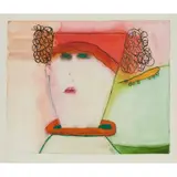 WOMAN WITH WHEELED SERPENT by Pat Douthwaite, watercolour and pastel, sold Jan 2021