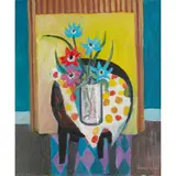 David M. Martin, STILL LIFE WITH YELLOW GROUND, oil on canvas