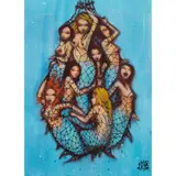 Mau Mau, MERMAIDS IN A NET - C. 2009, spray paint on canvas board