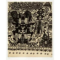 SIN OFF - NEVER by Alan Davie, 2003, Etching and chine-colle, sold Jan 2021