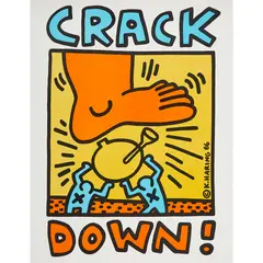 CRACK DOWN by Keith Haring, 1986, Off-set lithograph, sold Jan 2021
