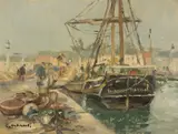 Eugen Dekkert, THE HARBOUR, ANSTRUTHER, oil on canvas