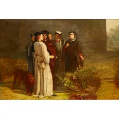 John Pettie, CHOOSING THE ROSES IN THE TEMPLE GARDENS, oil on canvas