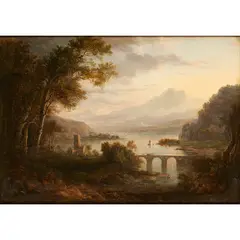 Alexander Nasmyth, A WOODED RIVER LANDSCAPE WITH CHURCH BY A LOCH, Oil on panel