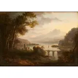 Alexander Nasmyth, A WOODED RIVER LANDSCAPE WITH CHURCH BY A LOCH