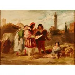 William Simson, GIOTTO DISCOVERING CIMABUE SKETCHING, Oil on panel