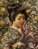Edward Atkinson Hornel, JAPANESE GIRL WITH PEACHES