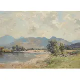 John Henderson, PICNIC BY THE RIVER, STRATHFILLAN, oil on canvas