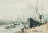 Frank Watson Wood, A BUSY HARBOUR SCENE