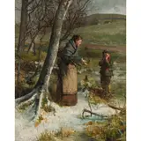 John Reid, COLLECTING FIREWOOD, oil on canvas