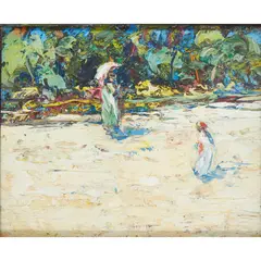 David Atherton-Smith, HEAD OF THE BEACH, BEG MEIL, CONCARNEAU, oil on board