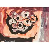 Anne Redpath, ANEMONES, pen and ink and watercolour