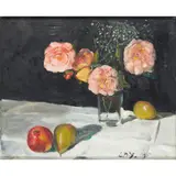 Edward Drummond Young, STILL LIFE OF FRUIT AND FLOWERS, oil on board