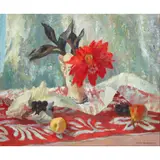 Mary Nicol Neill Armour, RED CACTUS FLOWER, oil on canvas